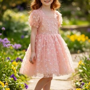 Lola + The Boys Pink Floral Lace Dress